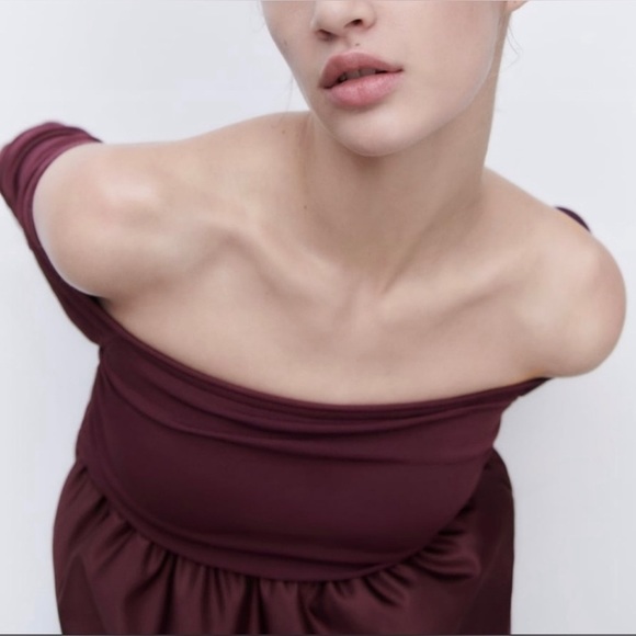 Zara Combination Knit Mini Dress  Maroon/Purple NWOT - Picture 4 of 8